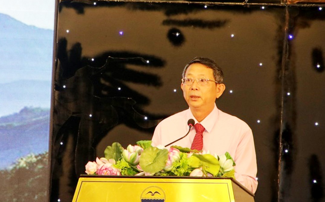 Giám đốc Sở Du lịch Bình Định Trần Văn Thanh phát biểu tại Tọa đàm, cung cấp thông tin, giới thiệu, quảng bá điểm đến du lịch Lai Châu